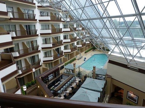 Hilton Boston Woburn pool atrium